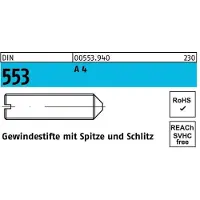 F. REYHER Nchfg. GmbH & Co. KG Gewindestift DIN 553 m.Schlitz/Spitze M 5 x 10 A 4