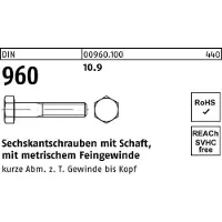 Industrial Quality Supplies Sechskantschraube DIN 960 m.Schaft M 24 x1,5 x110 10.9