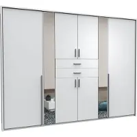 Wimex Kleiderschrank Vanea Weiß 8-Türen 2 Spiegel 2 Schubkästen 270/208/58 cm