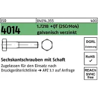 Industrial Quality Supplies Sechskantschraube ISO 4014 m.Schaft M 16 x 90 1.7218 +QT (25CrMo4) galvanisch verzinkt