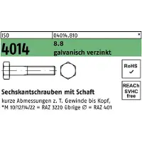 Industrial Quality Supplies Sechskantschraube ISO 4014 m.Schaft M 8 x 135 8.8 galvanisch verzinkt