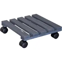 WAGNER System Pflanzenroller NATURE 29 x 29 x 8 cm, für Innen, Massivholz, anthrazit, Tragkraft 100 kg, EU Ware - 20015901