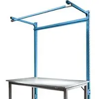 Manuflex Aufbauportal m. Ausleger, Ansatztisch STANDARD Arbeitstisch/Werkbank UNIVERSAL/PROFI, 2000 mm, brillantblau