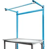 Manuflex Aufbauportal m. Ausleger, Grundtisch SPEZIAL Arbeitstisch/Werkbank UNIVERSAL/PROFI, 2000 mm, lichtblau