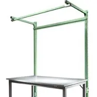 Manuflex Aufbauportal m. Ausleger, Ansatztisch SPEZIAL Arbeitstisch/Werkbank UNIVERSAL/PROFI, 1750 mm, resdeagrün