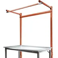 Manuflex Aufbauportal m. Ausleger, Grundtisch STANDARD Arbeitstisch/Werkbank UNIVERSAL/PROFI, 1250 mm, rotorange