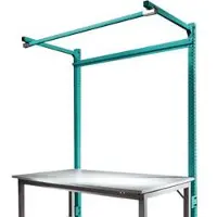 Manuflex Aufbauportal m. Ausleger, Grundtisch STANDARD Arbeitstisch/Werkbank UNIVERSAL/PROFI, 2000 mm, wasserblau
