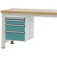 Manuflex Schubladen-Unterbauten, für Werkbank Profi Tiefe 700 mm, wasserblau