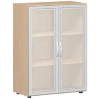 Geramöbel Aktenschrank »Lissabon« 3 OH 80 cm Glastüren grau, 80x110.4x42 cm