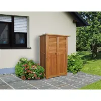 Weka Balkon/Terrassenschrank 195 B, DT, 3 Einlegeböden, Farbe:honigbraun, Dachform:Flachdach