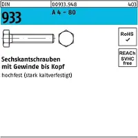 Industrial Quality Supplies Sechskantschraube DIN 933 VG M 8 x 30 A 4 - 80