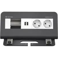 Kindermann CablePort desk² 4-fold - Steckdosengehäuse - Oberfläche montierbar - Spannungsversorgung