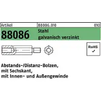 Industrial Quality Supplies Sechskantabstandsbolzen R 88086 M 3 x 8 / 6 Innen/Außengew. Stahl gal Zn