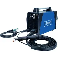 Scheppach Plasmaschneider PLC40 Plasma Schweißgerät | Schnittleistung max. 12 mm | mit Druckluftschlauch | inkl. Brennerhülle & Elektroden