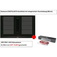 Siemens iQ700 EX875LX57E, Schwarz, Integriert, 80 cm, Zonen-Induktionskochfeld, Glaskeramik, 4 Zone(n)