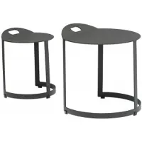 Zebra Zwo Beistelltisch-Set 2-tlg. Ø45x46/Ø32x39cm Aluminium Dunkelgrau AR6340