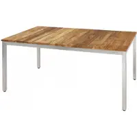 Zebra Naxos Tisch 160x90cm aus recyceltem Teakholz, Edelstahl-Gestell 4025806720903