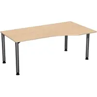Geramöbel Flex höhenverstellbarer Schreibtisch buche, anthrazit Trapezform, 4-Fuß-Gestell grau 180,0 x 80,0/100,0 cm
