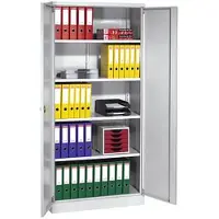 G-Office Gürkan Stahlschrank lichtgrau mit Flügeltüren grau, 92x195x42 cm