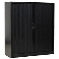 Gürkan G-Office Rollladenschrank SDC.1312, aus Metall, abschließbar, 120 x 135 x 46 cm (B/H/T), schwarz, 2 Böden