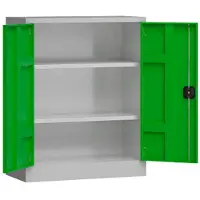 Classix Metallschrank abschließbar Flügeltürenschrank Aktenschrank 100x80x38cm grau/grün X-530315