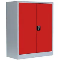 LÜLLMANN Aktenschrank 530314, aus Metall, abschließbar, 80 x 100 x 38 cm (B/H/T), rot / lichtgrau