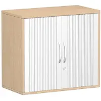 Geramöbel Rollladenschrank Flex, S-381110-SB, aus Holz, abschließbar, 80 x 72 x 42,5cm (B/H/T), silber / buche