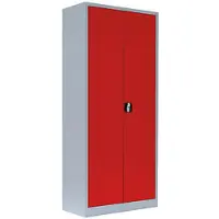 LÜLLMANN Aktenschrank 530334, aus Metall, abschließbar, 80 x 180 x 38 cm (B/H/T), rot / lichtgrau
