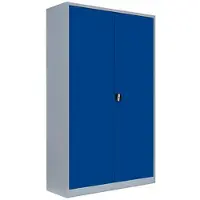 LÜLLMANN Aktenschrank 530371, aus Metall, abschließbar, 120 x 195 x 42 cm (B/H/T), blau / lichtgrau