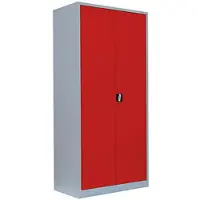 LÜLLMANN Aktenschrank 530344, aus Metall, abschließbar, 92,5 x 195 x 42 cm (B/H/T), rot / lichtgrau