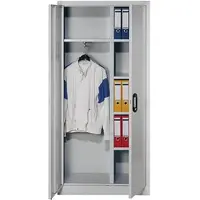 C+P CP-Möbel Mehrzweckschrank Acurado, abschließbar, lichtgrau, für Staubsauger, 6 Fächer, aus Metall, 93 x 195 x 40 cm