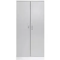 Gürkan Stahlschrank mit Flügeltüren in Holzoptik 92 x 195 cm Korpus weiß weiß, 92x195x42 cm