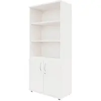 Fm Büromöbel Kombischrank 5 OH 3 offene Fächer 2 Türen weiß, 80x185.1x44.2 cm