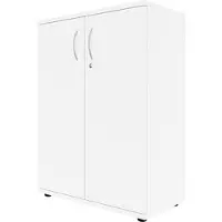 Fm Büromöbel Flügeltürenschrank abschließbar für 3 Ordnerhöhen Breite 80 cm weiß, 80x111.5x44.2 cm