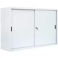 LÜLLMANN Schiebetürenschrank 550157, abschließbar, aus Metall, 2 Fachböden, 160 x 109 x 45 cm (B/H/T), weiß