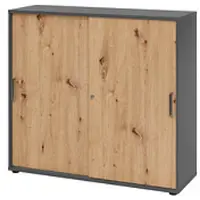 Hammerbacher Schiebetürenschrank 1753S, V1753S/G/R/SG grafit, asteiche 2 Fachböden 120,0 x 40,0 x 110,0 cm