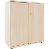 Fm Büromöbel Schiebetürenschrank 100 cm extrabreit 3 OH braun, 100x111.5x44.2 cm