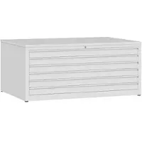 LÜLLMANN Planschrank 565317, weiß, DIN A0, aus Metall, Teilauszug, 140,5 x 60,5 x 95,5 cm, 6 Schubladen