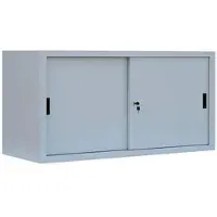 LÜLLMANN Schiebetürenschrank 550130, abschließbar, aus Metall, 1 Fachboden, 160 x 75 x 45 cm (B/H/T), lichtgrau