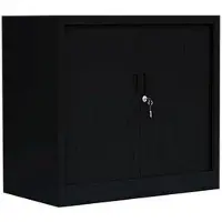 LÜLLMANN Rollladenschrank 555089, aus Metall, abschließbar, 80 x 75 x 46 cm (B/H/T), schwarz, 1 Boden