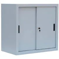 LÜLLMANN Schiebetürenschrank 550080, abschließbar, aus Metall, 1 Fachboden, 80 x 75 x 45 cm (B/H/T), lichtgrau