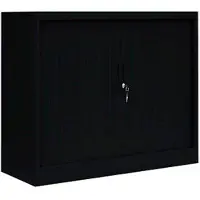 LÜLLMANN Rollladenschrank 555139, aus Metall, abschließbar, 120 x 105 x 46 cm (B/H/T), schwarz, 2 Böden