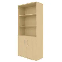 Fm Büromöbel Kombischrank 5 OH 3 offene Fächer 2 Türen beige, 80x185.1x44.2 cm