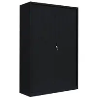 LÜLLMANN Rollladenschrank 555169, aus Metall, abschließbar, 120 x 195 x 46 cm (B/H/T), schwarz, 4 Böden
