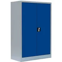LÜLLMANN Aktenschrank 530321, aus Metall, abschließbar, 92,5 x 120 x 42 cm (B/H/T), blau / lichtgrau