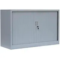 LÜLLMANN Rollladenschrank 555120, aus Metall, abschließbar, 120 x 75 x 46 cm (B/H/T), lichtgrau, 1 Boden