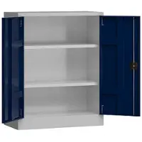 Classix Metallschrank abschließbar Flügeltürenschrank Aktenschrank 100x80x38cm grau/blau X-530311