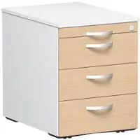 Geramöbel Rollcontainer Flex, aus Holz, buche / weiß, mit 3 Schubladen & Utensilienauszug, abschließbar