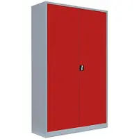 LÜLLMANN Aktenschrank 530384, aus Metall, abschließbar, 120 x 195 x 60 cm (B/H/T), rot / lichtgrau