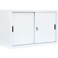 LÜLLMANN Schiebetürenschrank 550127, abschließbar, aus Metall, 1 Fachboden, 120 x 75 x 45 cm (B/H/T), weiß
